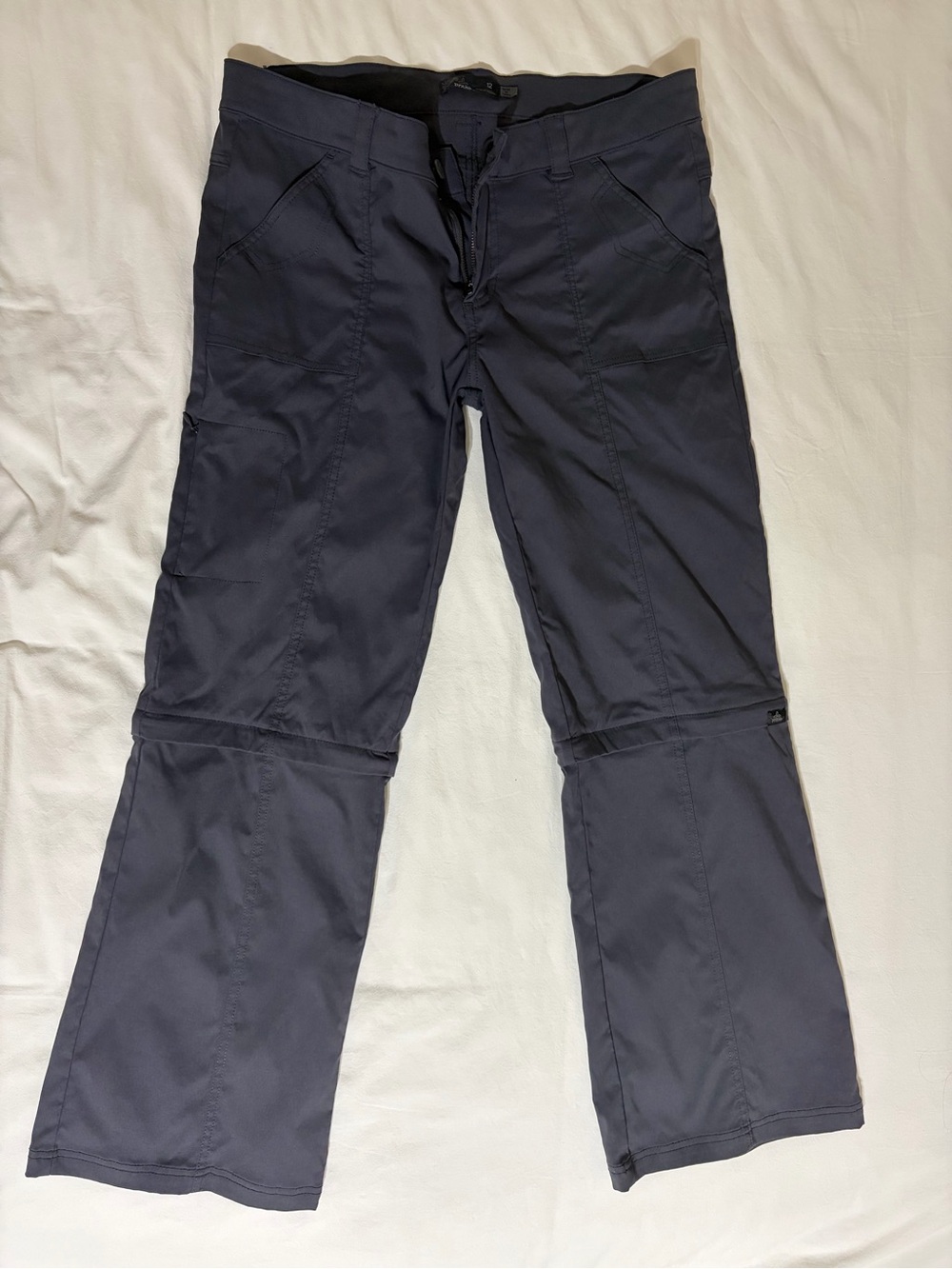 prAna Monarch Convertible Hiking Pants Woman’s Size 12 Gray Zip Off